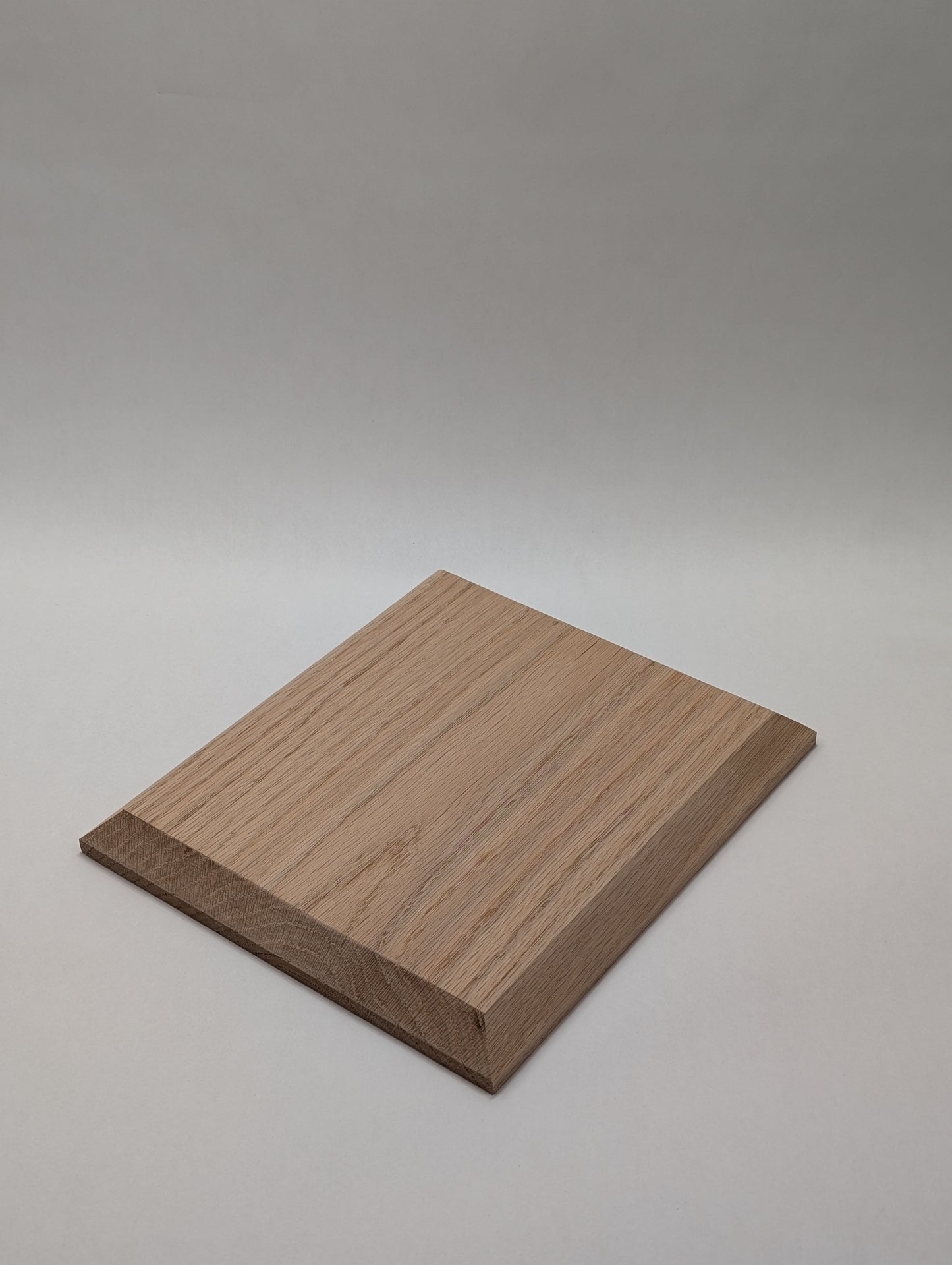 Red Oak Display Base, Chamfered Edge, Shaped and Sanded, Finish Upgrades Available