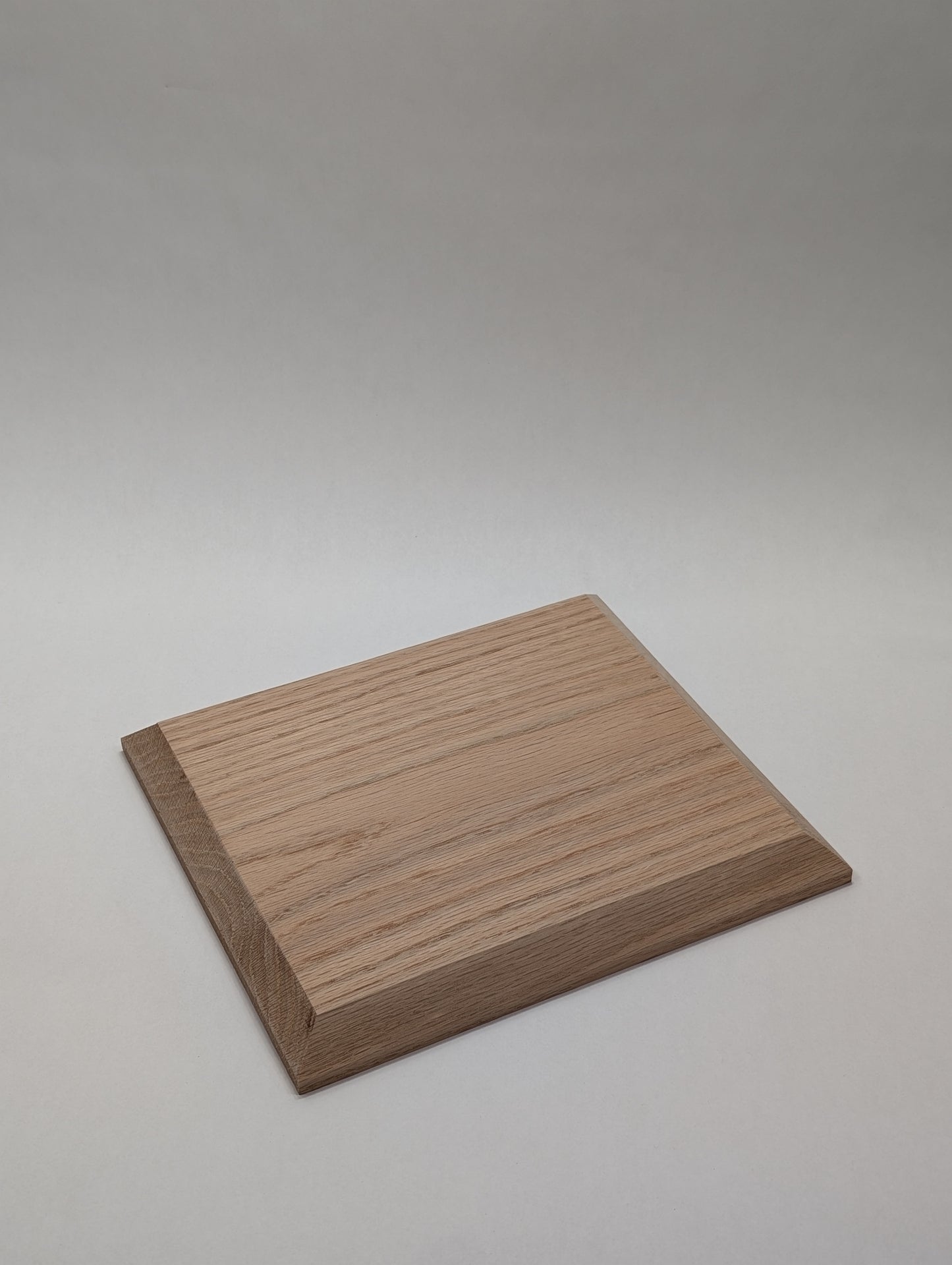 Red Oak Display Base, Chamfered Edge, Shaped and Sanded, Finish Upgrades Available