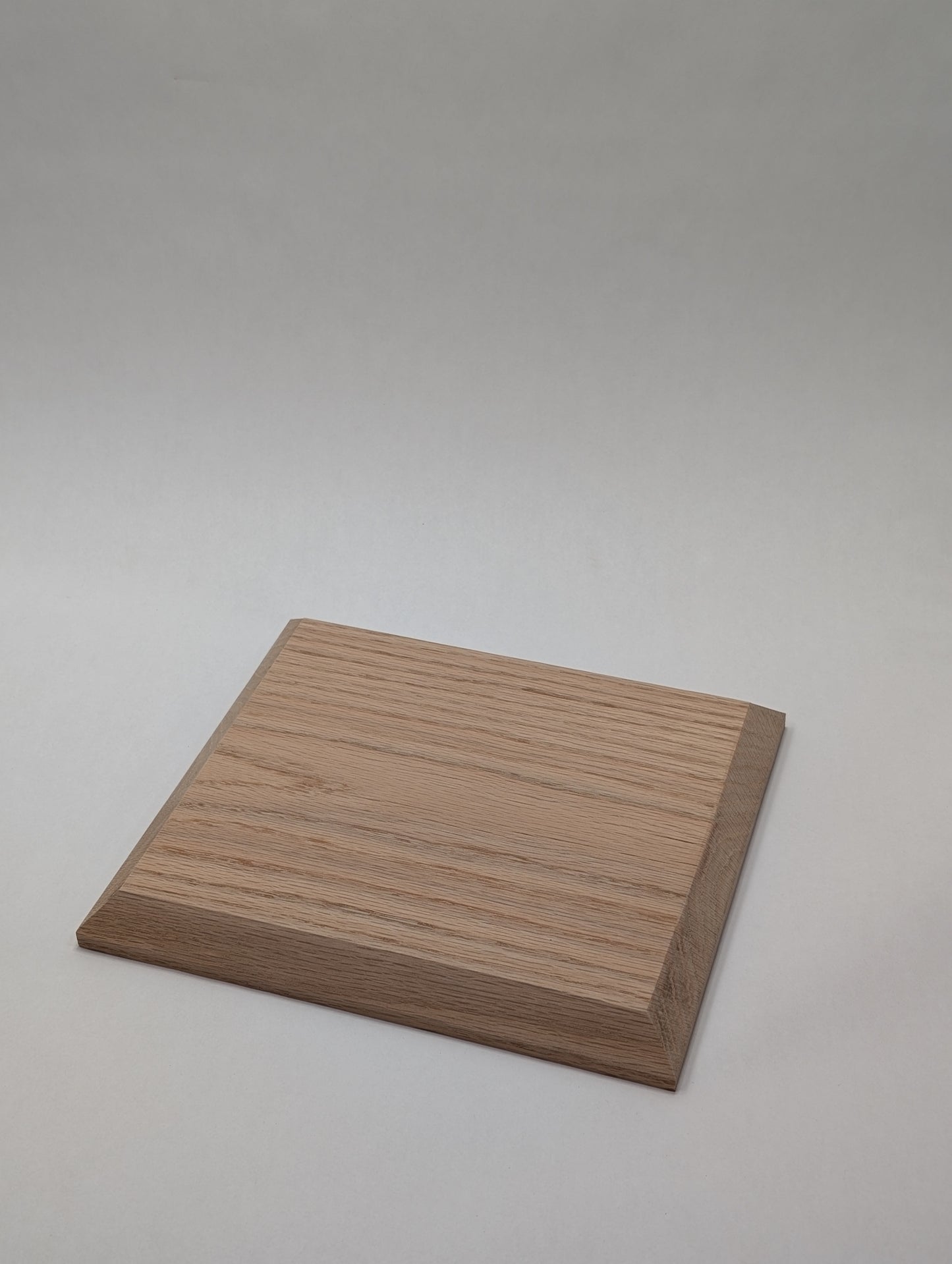 Red Oak Display Base, Chamfered Edge, Shaped and Sanded, Finish Upgrades Available
