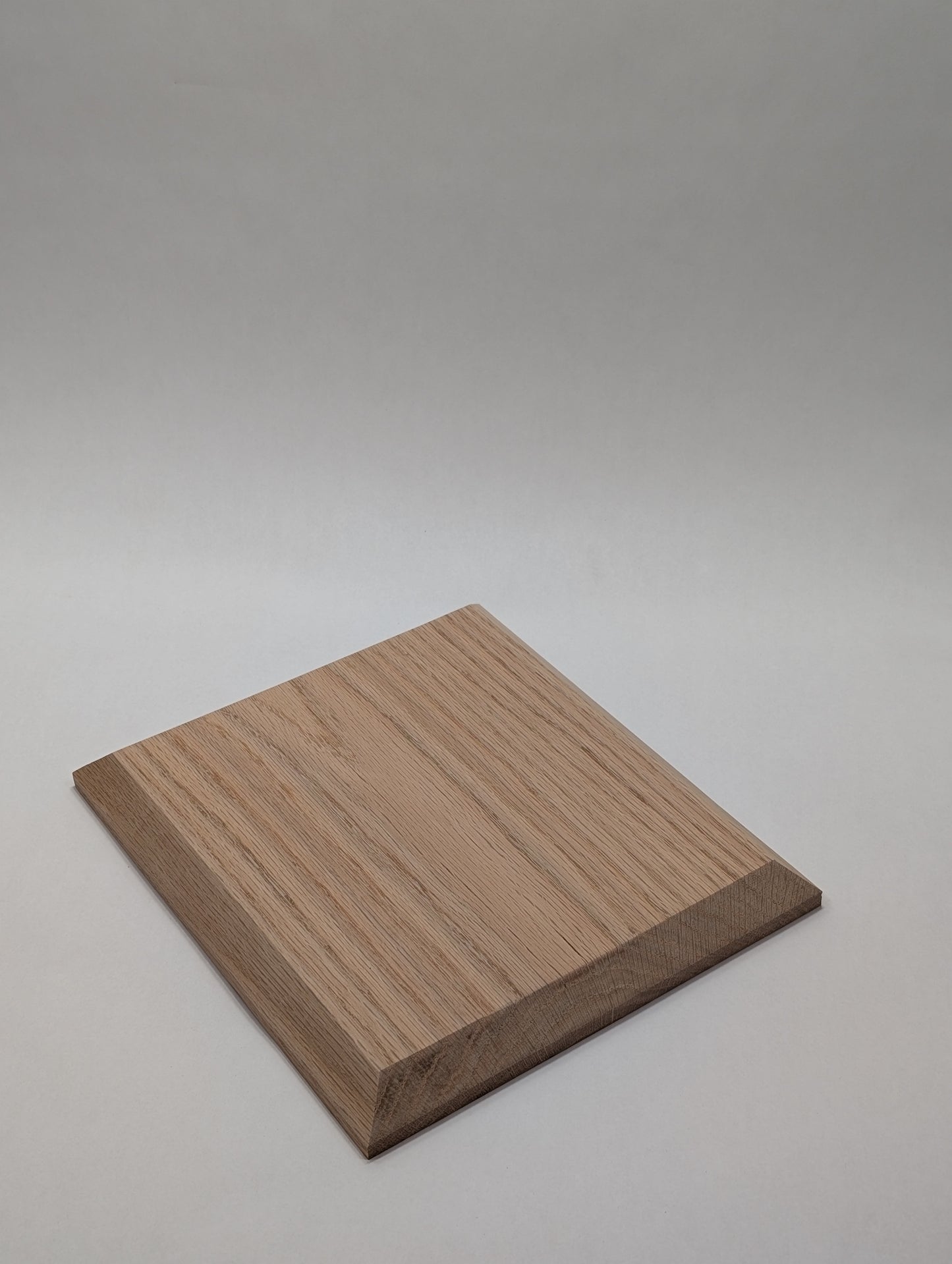 Red Oak Display Base, Chamfered Edge, Shaped and Sanded, Finish Upgrades Available