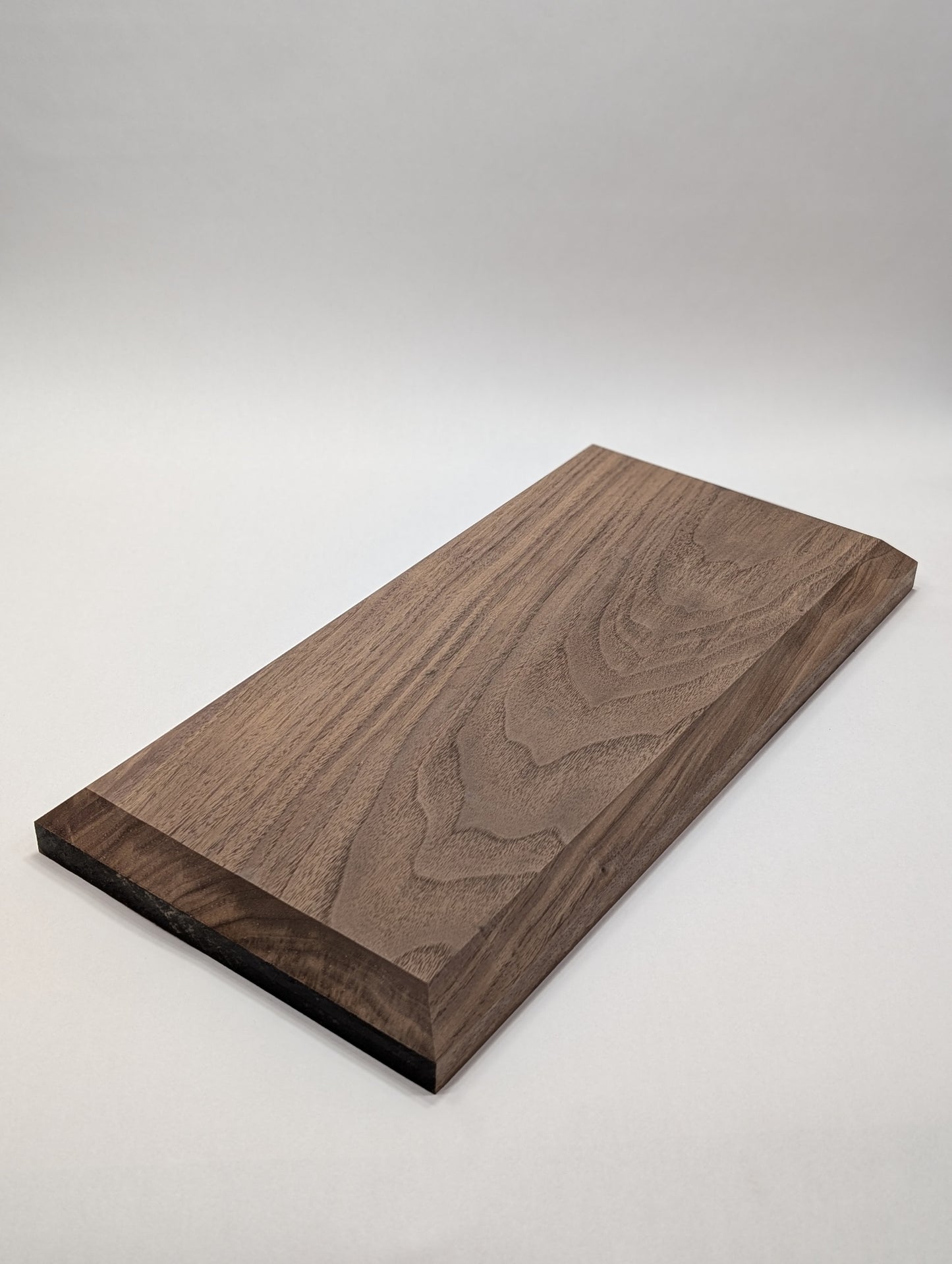 Black Walnut Display Base with chamfered edge shaped and ready to finish